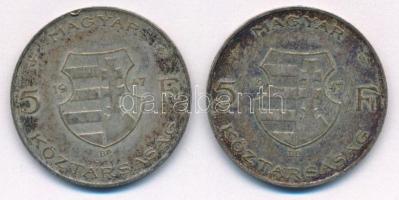 1947. 5Ft Ag "Kossuth" (2x) T:2- patina Adamo F8.1