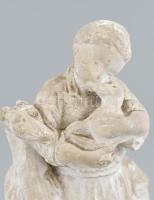Haraszkiewicz jelzéssel: Lány bárányokkal, szoborterv. Gipsz, márvány talapzaton. Hátul jelzett: &qu...