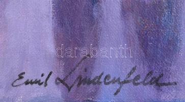 Lindenfeld Emil (1905-1986): "Contro Luce" (ellenfény). Olaj, vászon. Jelzett. Hátoldalán ...