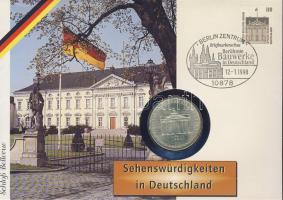 NSZK 1991. 10M Ag "A brandenburgi kapu" bélyeges érmés borítékon alkalmi bélyegzővel, hátoldali ismertető tanúsítvánnyal T:BU