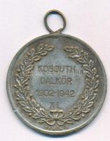 1942. "Kossuth Dalkör XL 1902-1942" ezüstözött Cu-Zn emlékérem füllel "Berényi" gyártói jellel (38mm) T:2 repedés