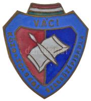~1970. Váci Közgazdasági Szakközépiskola zománcozott bronz iskolajelvény (38x34mm) T:1- hajlott tű