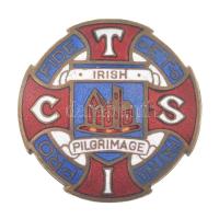 Írország DN Ír zarándoklat zománcozott bronz jelvény (30mm) T:1- Ireland ND Irish pilgrimage enamelled bronze badge (30mm) C:AU