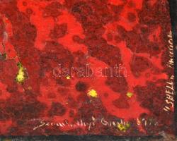 Szombathy Gyula(?) jelzéssel: Shell motor oils, festett fémtábla (reklámterv?), 1970-es évek, kisebb...