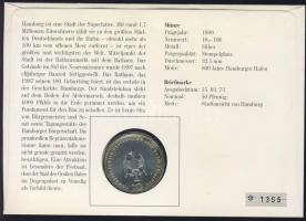 NSZK 1989. 10M Ag "800 éves a hamburgi kikötő" bélyeges érmés borítékon alkalmi bélyegzőve...