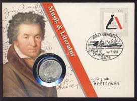 NSZK 1970. 5M Ag "Beethoven" bélyeges érmés borítékon alkalmi bélyegzővel, hátoldali ismertető tanúsítvánnyal T:1-