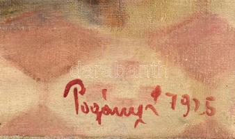 Pogány Lajos (1873-1947): Art deco hölgy portréja, 1920-as évek. olaj, vászon, jelezve jobbra lent. ...