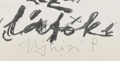 Ujházi Péter (1940-): Én. Ofszet, papír, jelzett, számozott (3/25). Lap széle kissé sérült. Plexiüve...