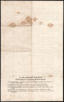 1861 Buda, a Tabáni Elemi Főtanoda iskolai bizonyítványa, aláírásokkal, pecséttel, hajtott, foltos