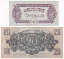 1944. 5P + 20P "A Vöröshadsereg Parancsnoksága" T:I-,II folt