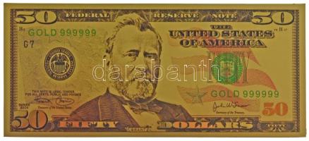 Amerikai Egyesült Államok 2004. 50$ Federal Reserve Note aranyozott bankjegy replika T:I  USA 2004. 50 Dollars Federal Reserve Note gilt banknote replica C:UNC
