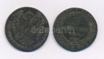 1800S 6kr Cu "I. Ferenc" Szomolnok + 1812B 3kr Cu "I. Ferenc" Körmöcbánya T:2-,3...