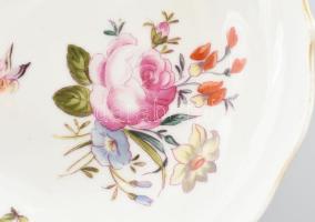 Fischer Emil, kompóttálka, 3db, kézzel festett porcelán, jelzett, mázrepedésekkel, kopásokkal, d: 13...