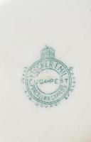 Fischer Emil, kompóttálka, 3db, kézzel festett porcelán, jelzett, mázrepedésekkel, kopásokkal, d: 13...