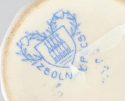 Antik Zsolnay tejkiöntő, mázalatti matricás fajansz, szájperemén kis lepattanás, jelzett, kopott, m:...