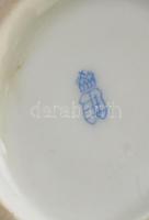 Óherendi virágmintás körmös váza / kaspó, kézzel festett porcelán, jelzett, kopott, m: 10 cm