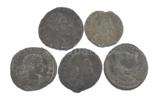 Római Birodalom 5db-os bronz érmetétel a III-IV. századból T:2-,3 Roman Empire 5pcs bronze coin lot from the 3rd-4th century C:VF,F