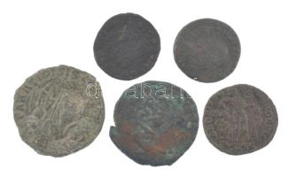 Római Birodalom 5db-os bronz érmetétel a III-IV. századból T:2-,3 Roman Empire 5pcs bronze coin lot ...