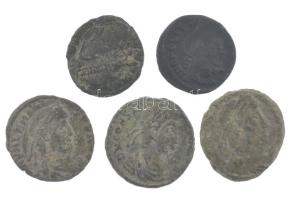 Római Birodalom 5db-os bronz érmetétel a III-IV. századból T:2-,3 Roman Empire 5pcs bronze coin lot from the 3rd-4th century C:VF,F