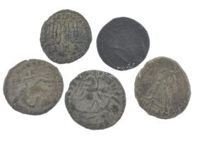 Római Birodalom 5db-os bronz érmetétel a III-IV. századból T:2-,3 Roman Empire 5pcs bronze coin lot ...
