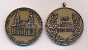 1997. Debreceni Nagytemplom bronz emlékérem + DN Pro Patria 1938-1945 bronz érem füllel (42,5mm) T:1-