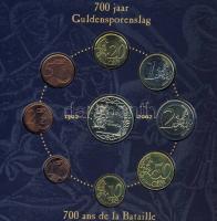 Belgium 2002. 1c-2€ 8klf db + "Aranysarkantyús csata" emlékérem szettben T:BU