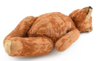 Régi szalma maci, foltos, kopott, 23 cm