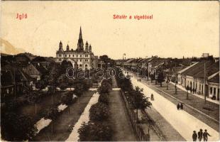 1911 Igló, Zipser Neudorf, Spisská Nová Ves; Sétatér és vigadó. W.L. Bp. 2791. / promenade and redoute (fa)