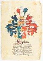 Ismeretlen címer, kézzel festett papír, kopott, szélén kis szakadásokkal, 44x30 cm