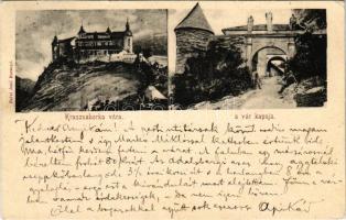 1904 Krasznahorkaváralja, Krásnohorské Podhradie (Rozsnyó); Krasznahorka vára és várkapuja. Falvi Jenő kiadása / Hrad Krásna Horka / castle and gate (EK)