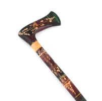 Sétabot, faragott festett fa, kopásokkal, h: 83 cm