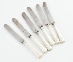 Ezüst (Ag) nyelű kés, GM monogrammal, jelzett, h: 20 cm