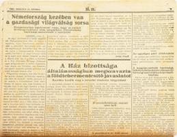 1930 - 1931 Gyalui Farkas: Teleki Sándor gróf életének regénye. Újságcikk gyűjtemény a Budapest Hírlapból, 1930. XII.25. - 1931. III. 11., foltos, kis szakadásokkal, karton mappában.