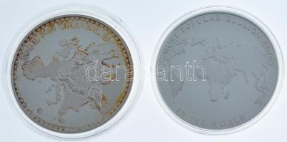 DN Európai pénznemek / Svájc - Thun kastély ezüstözött emlékérem kapszulában (51mm) + A világ legnépszerűbb kereskedelmi érméi / Nagy-Britannia ezüstözött emlékérem kapszulában (50mm) T:1- (PP) enyhe karc, patina ND European Currencies / Schweiz - Thun: Schloss silver plated commemorative medallion in capsule (51mm) + Most Popular Bullion Coins in the World / Great Britain silver plated commemorative medallion in capsule (50mm) C:AU (PP) slightly schratched, patina