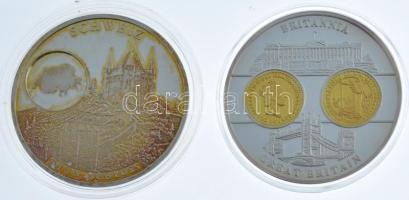 DN "Európai pénznemek / Svájc - Thun kastély" ezüstözött emlékérem kapszulában (51mm) + &q...