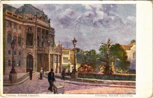 1913 Pozsony, Pressburg, Bratislava; Kossuth Lajos tér, színház / square, theater, B. K. W. I. 386-8. s: Marx Béla (EK)