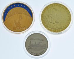 Németország 1999. ECU bicolor emlékérem kapszulában (40mm) + DN Orient-Express Cu-Ni emlékérem kapszulában (30mm) + Bak naptárérem kapszulában (40mm) T:1- (PP) ujjlenyomat Germany 1999. ECU bicolor medallion in capszule (40mm) + ND Orient-Express Cu-Ni medallion in capsule (30mm) + Capricornus calendar medal in capsule (40mm) C:AU (PP) fingerprint