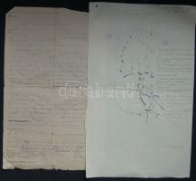 cca 1916 Oleata olasz front kézzel rajzolt katonai térkép + katonai futárpostával napi jelentés / WW. I. italian front hand-drawn military map and military curier daily report