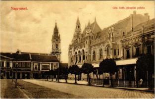 Nagyvárad, Oradea; Görög katolikus püspöki palota, Takarékpénztár, Dell Ortok és versenyáruház üzlete, szesz és pálinka. Sebő Imre kiadása / Greek Catholic bishop's palace, shops, savings bank