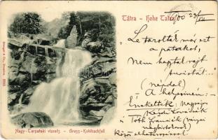 1900 Tátra, Vysoké Tatry; Nagytarpataki vízesés / Gross Kohlbachfall / waterfall