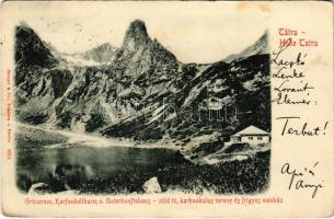 1900 Tátra, Magas-Tátra, Vysoké Tatry; Zöld tó és Karbunkulustorony / Grüner Seer und Karfunkelthurm (EK)