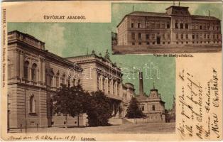 1899 (Vorläufer) Arad, Lyceum, Vas- és fémipar iskola. Lengyel L. kiadása / schools (vágott / cut)