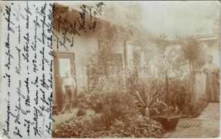 1909 Temesvár, Timisoara; Weithofer (?) villa udvara / villa garden. photo (EK)