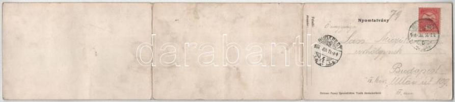 1906 Herkulesfürdő, Baile Herculane; Deixner Fanny - 3-részes kinyitható panorámalap / 3-tiled foldi...