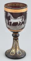 Biedermeier talpas üveg pohár, korának megfelelő kopásokkal, m: 20 cm