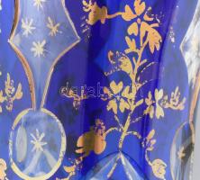 Biedermeier talpas üveg pohár, korának megfelelő kopásokkal, m: 17 cm