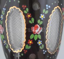 Biedermeier talpas üveg pohár, korának megfelelő kopásokkal, m: 18 cm