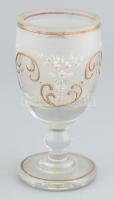 Biedermeier talpas üveg pohár, korának megfelelő kopásokkal, m: 14 cm