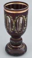 Biedermeier talpas üveg pohár, korának megfelelő kopásokkal, m: 16 cm