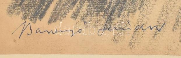 Baranyó Sándor (1920-2001): Lány portré. Ceruza, papír, jelzett, paszpartuban, 41x28,5 cm